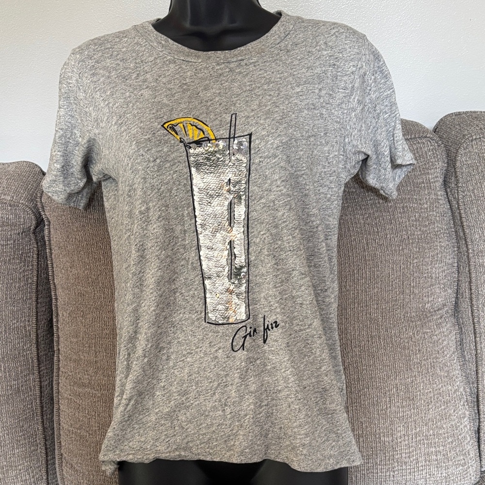 J. Crew Women’s Gray Tee with Drink Graphic size XS